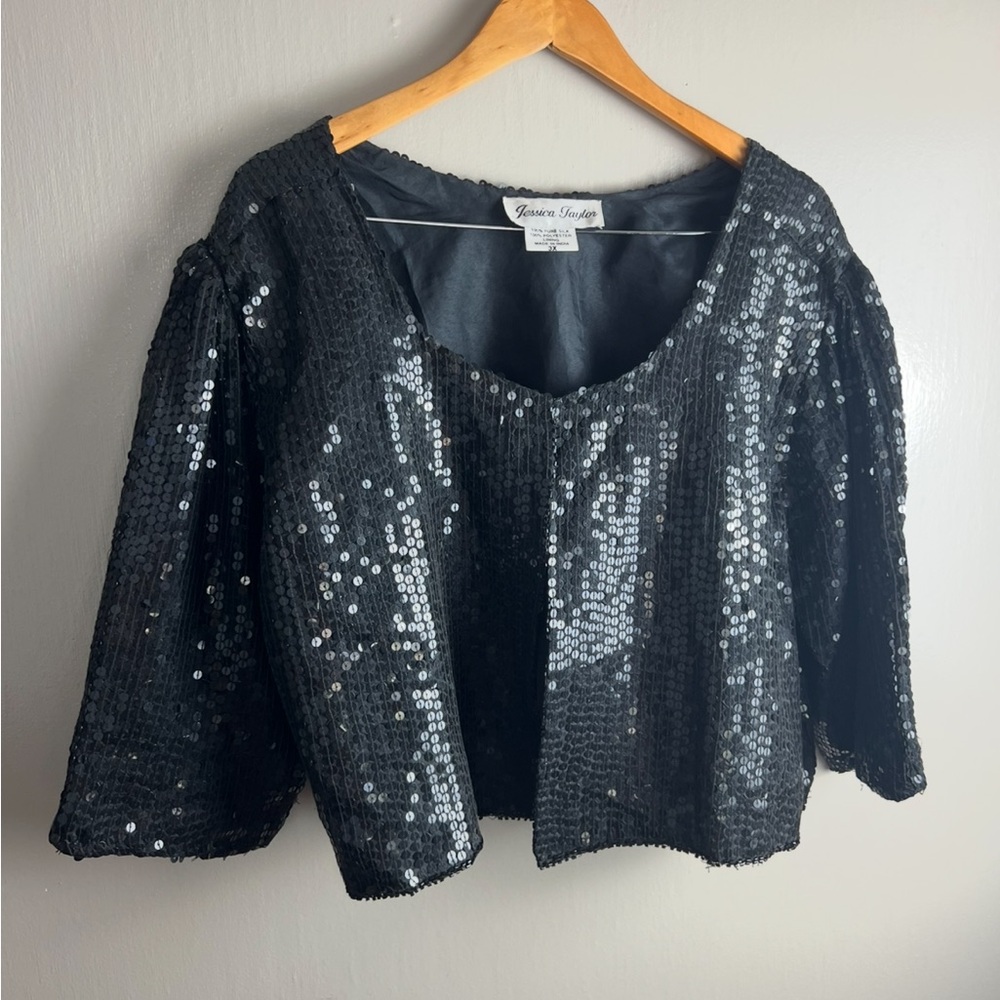 Jessica Taylor Black Jacket Floral Black 100% Silk